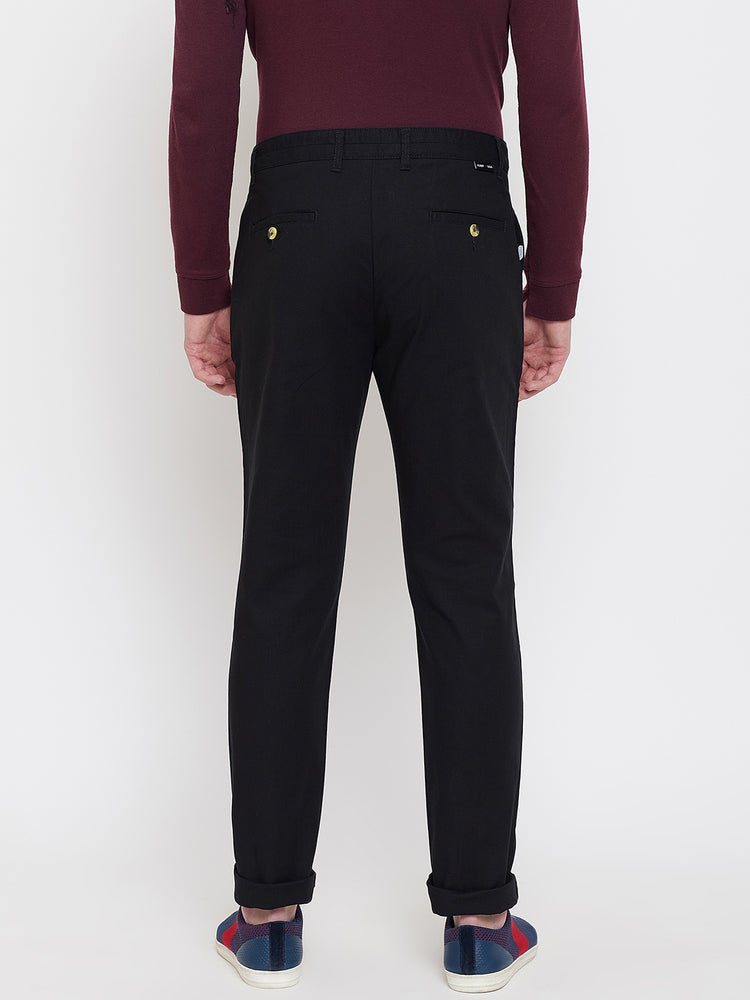JUMP USA Men Black Casual Slim Fit Trousers - JUMP USA
