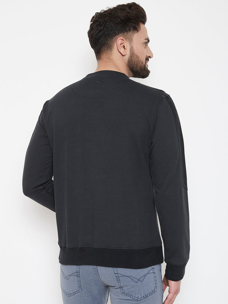 JUMP USA Men Black Solid Pullover Sweatshirt - JUMP USA
