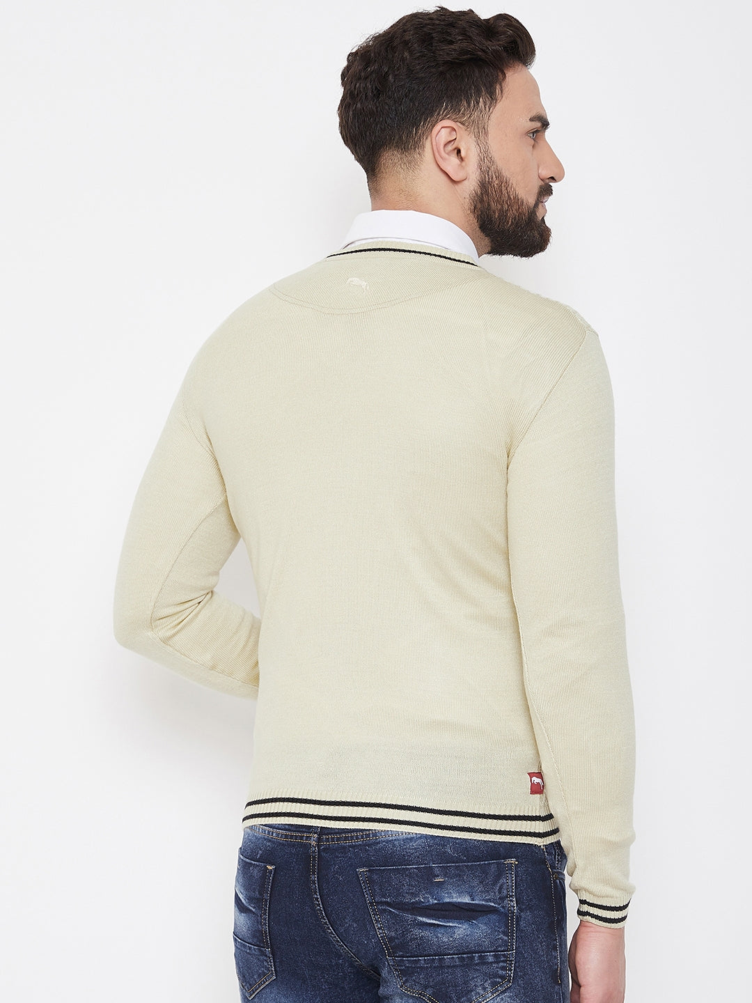 JUMP USA Men Butter Self Design Sweater - JUMP USA