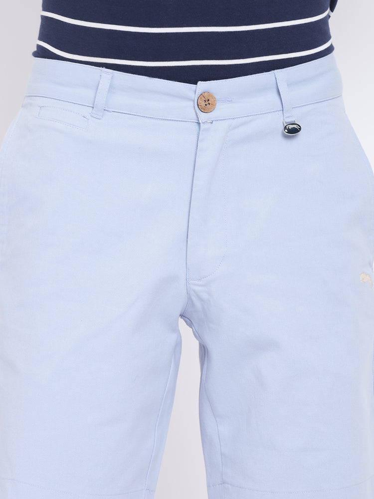 Men Casual Printed Blue Chinos Shorts - JUMP USA