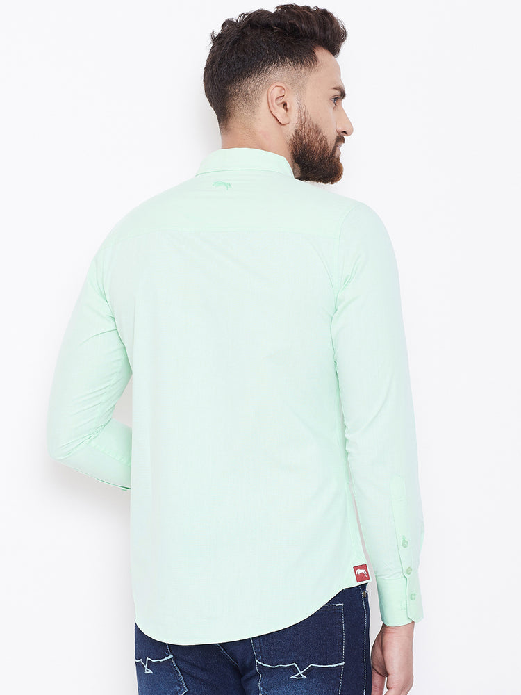 JUMP USA Men Green Solid Regular Fit Casual Shirts - JUMP USA