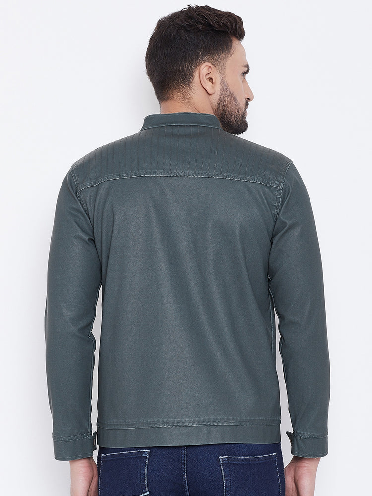JUMP USA Men Olive Casual Leather Jacket - JUMP USA