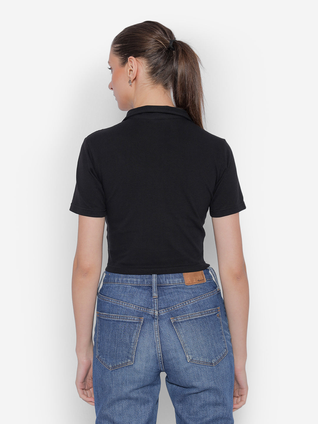 JUMP USA Pure Cotton Short Sleeve Polo Crop Tops