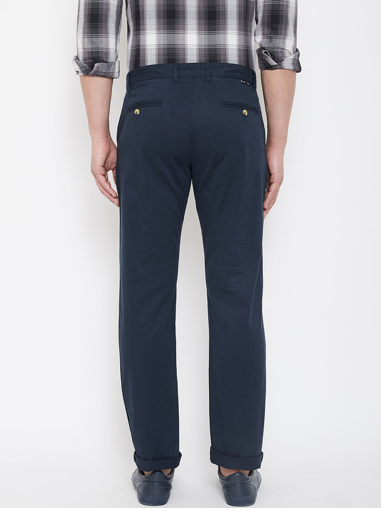 JUMP USA Men Navy Blue Casual Regular Fit Trousers - JUMP USA