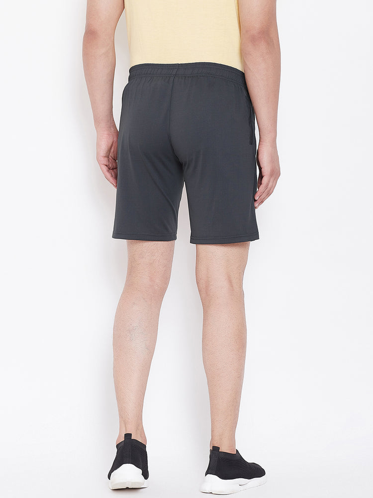 JUMP USA Men Solid Charcoal Active Wear Shorts - JUMP USA