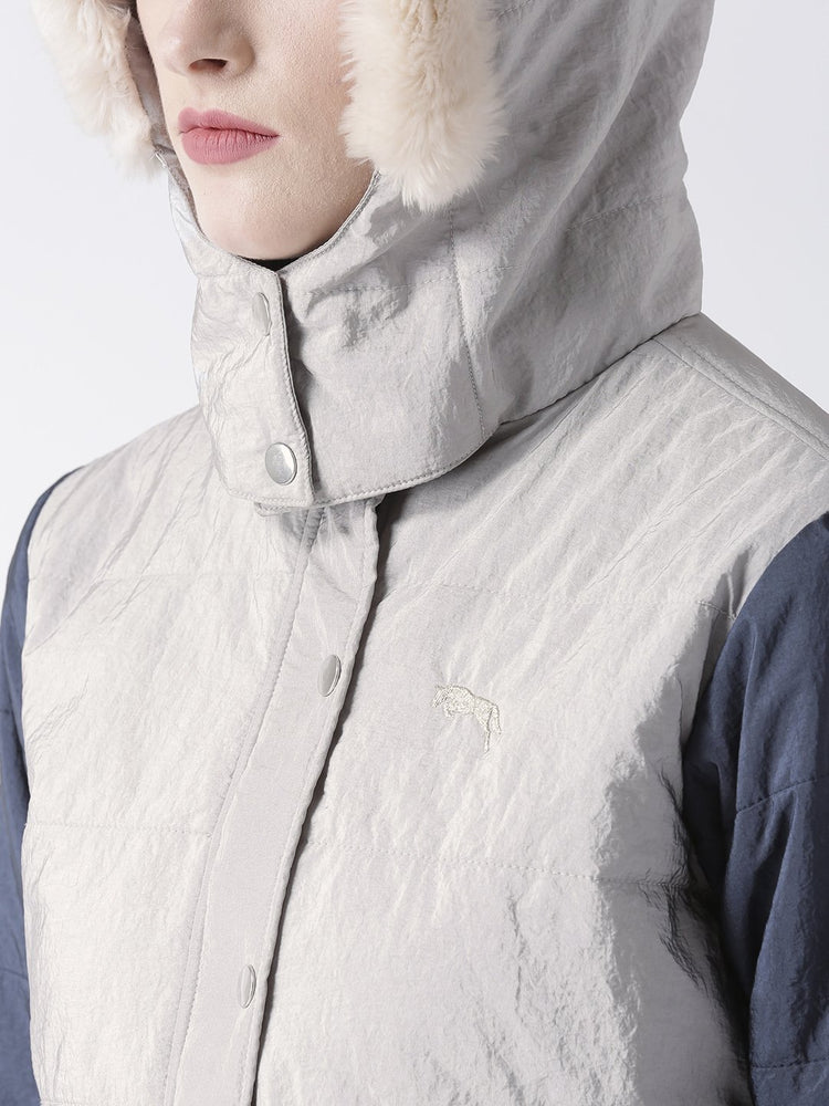 Women 's Polyster Casual Long Sleeve Grey Winter Jacket - JUMP USA (1568777568298)