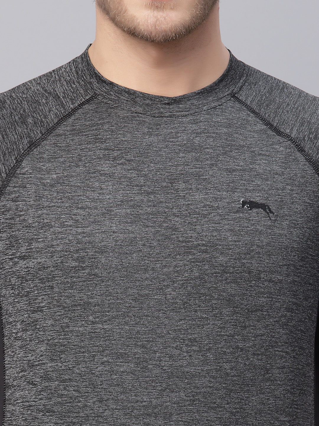 JUMP USA Men Grey Sports Round Neck T-shirt