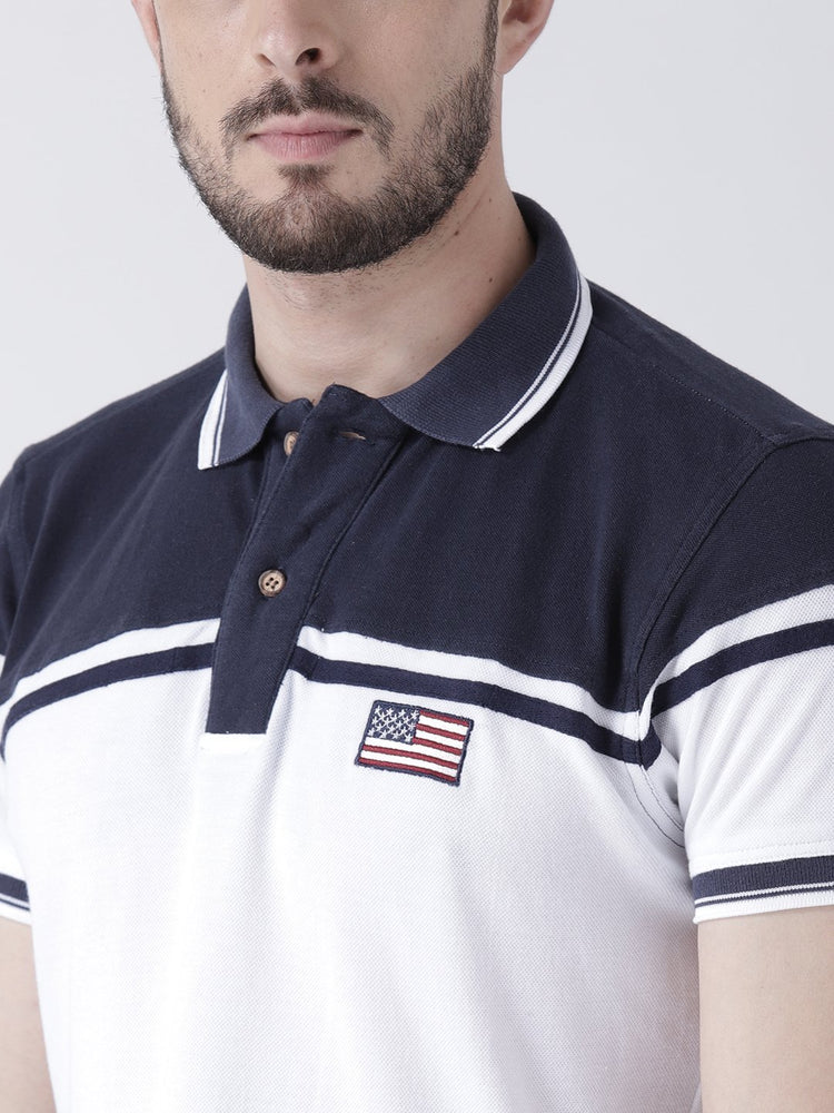 Men White Solid Polo T-shirt - JUMP USA
