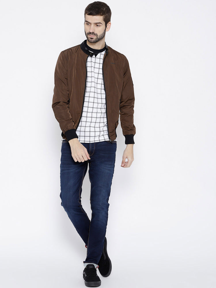 Men Copper Solid Open Front Jacket - JUMP USA