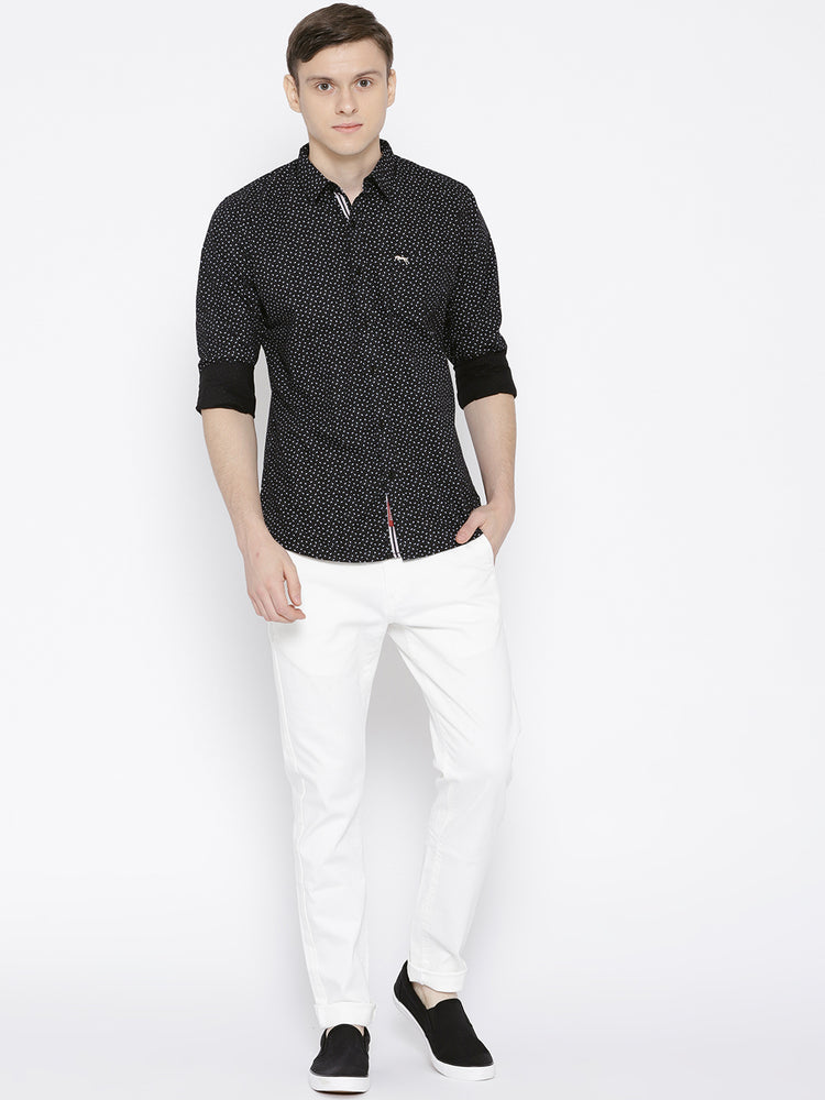 Men Black Slim Fit Printed Casual Shirt - JUMP USA