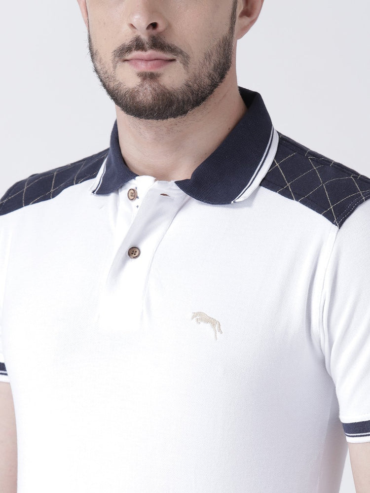 Men White Solid Polo T-shirt - JUMP USA