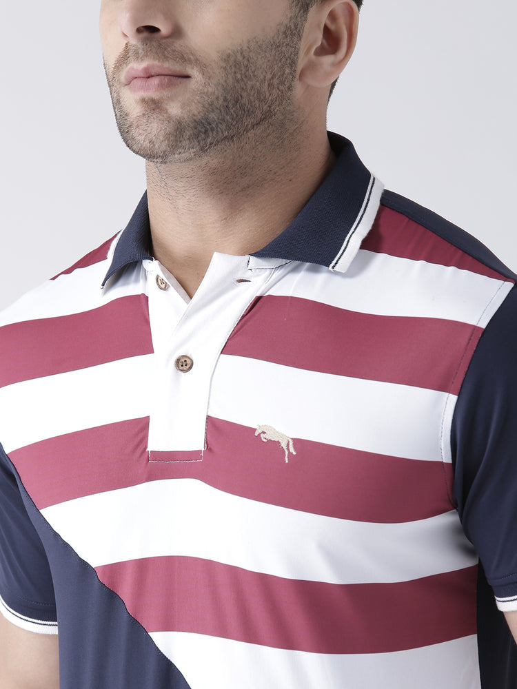 Men Navy Blue and White Polo Tshirt - JUMP USA