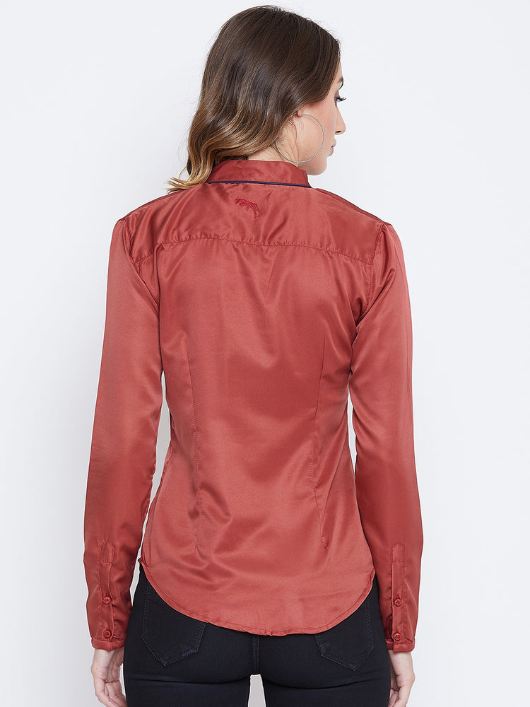 JUMP USA Women Red Solid Casual Shirts - JUMP USA