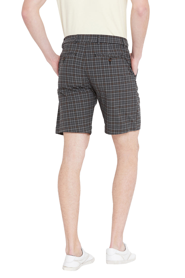 Men Grey Checked Casual Shorts - JUMP USA