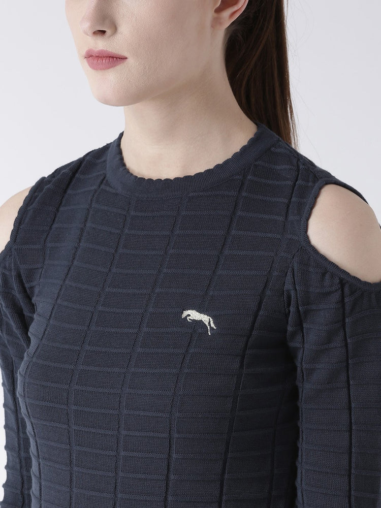 Women Cotton Casual Long Sleeve Navy Dress - JUMP USA (1568777371690)