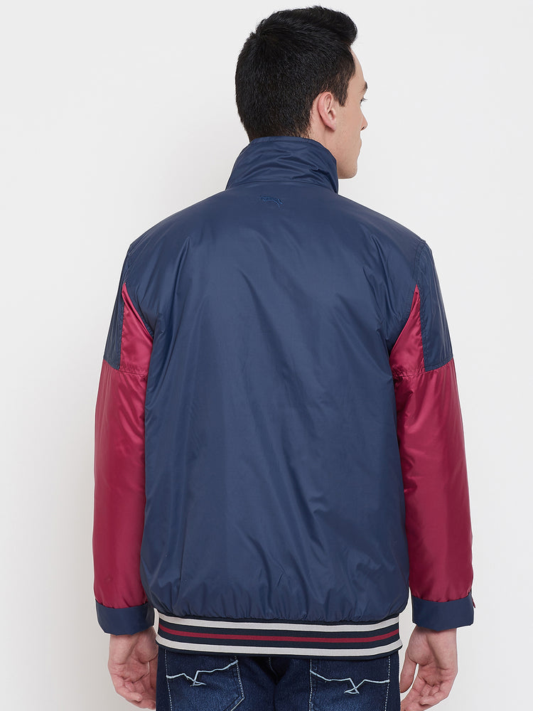 JUMP USA Men Navy Blue Colourblocked Casual Open Front Jacket - JUMP USA