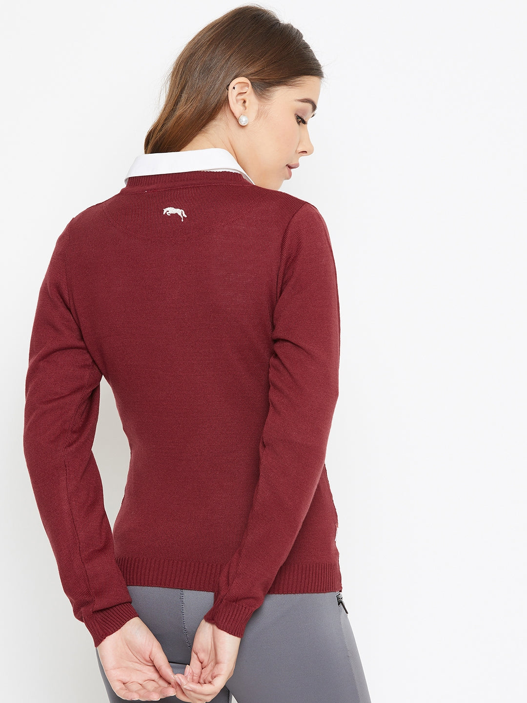JUMP USA Women Red Self Design Sweater - JUMP USA