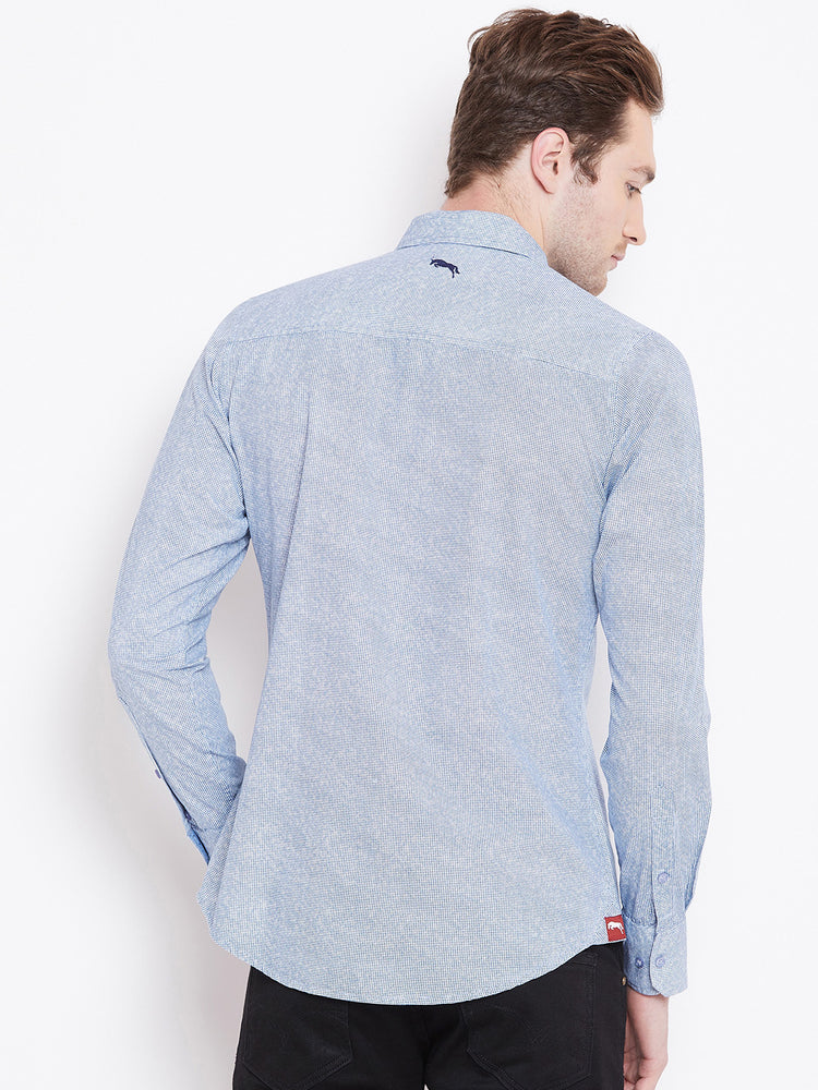 Men White Printed Casual Slim Fit Shirts - JUMP USA