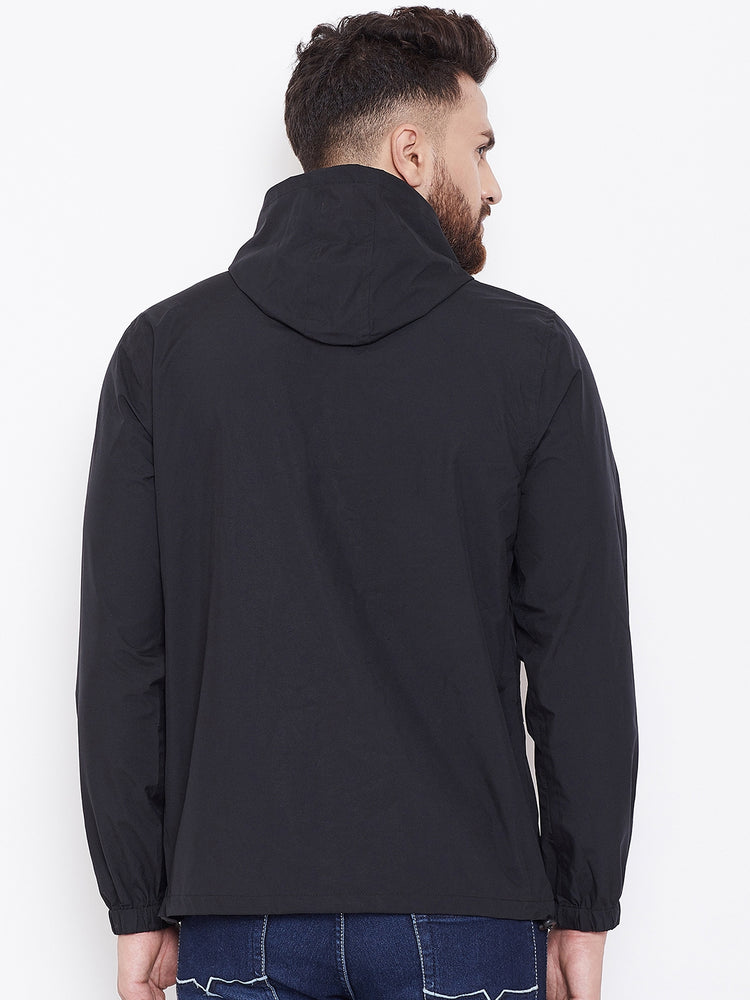 JUMP USA Men Black Hooded Rain Jacket - JUMP USA