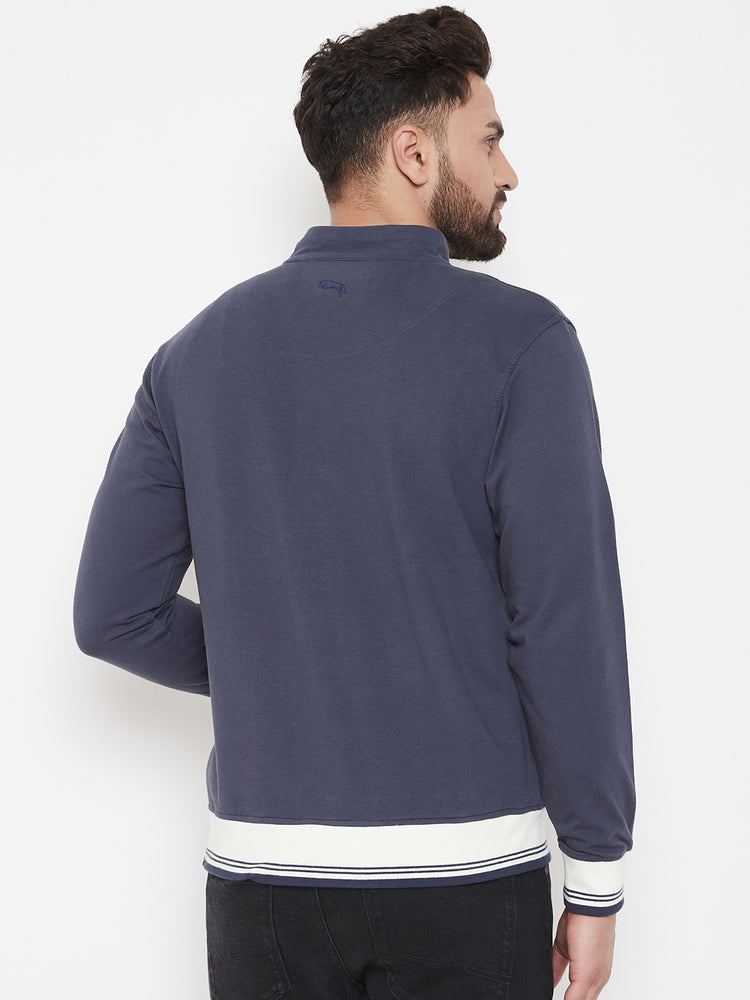 JUMP USA Men Navy Blue Solid Bomber Jacket - JUMP USA