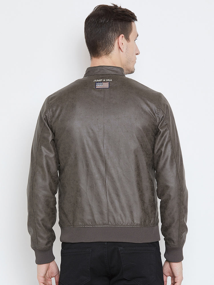 Men Casual Olive Bomber Jacket - JUMP USA