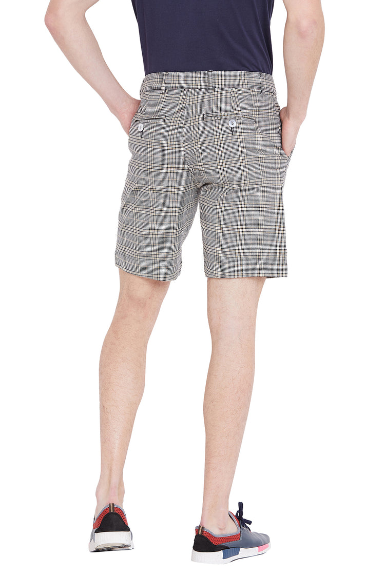 Men Grey Checked Casual Shorts - JUMP USA