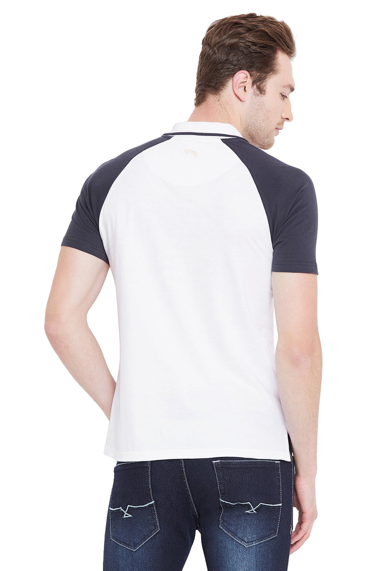 Men White Solid Casual Polo T-shirts - JUMP USA