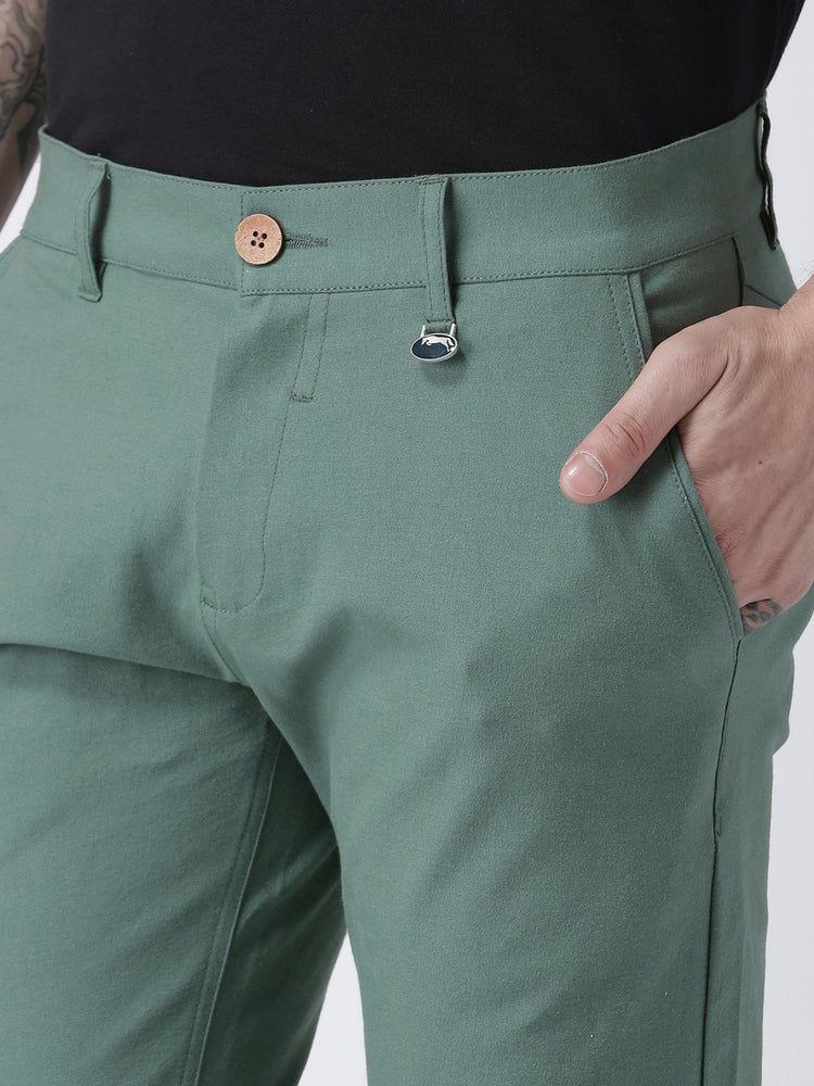 Men Grey Slim Fit Solid Chinos - JUMP USA