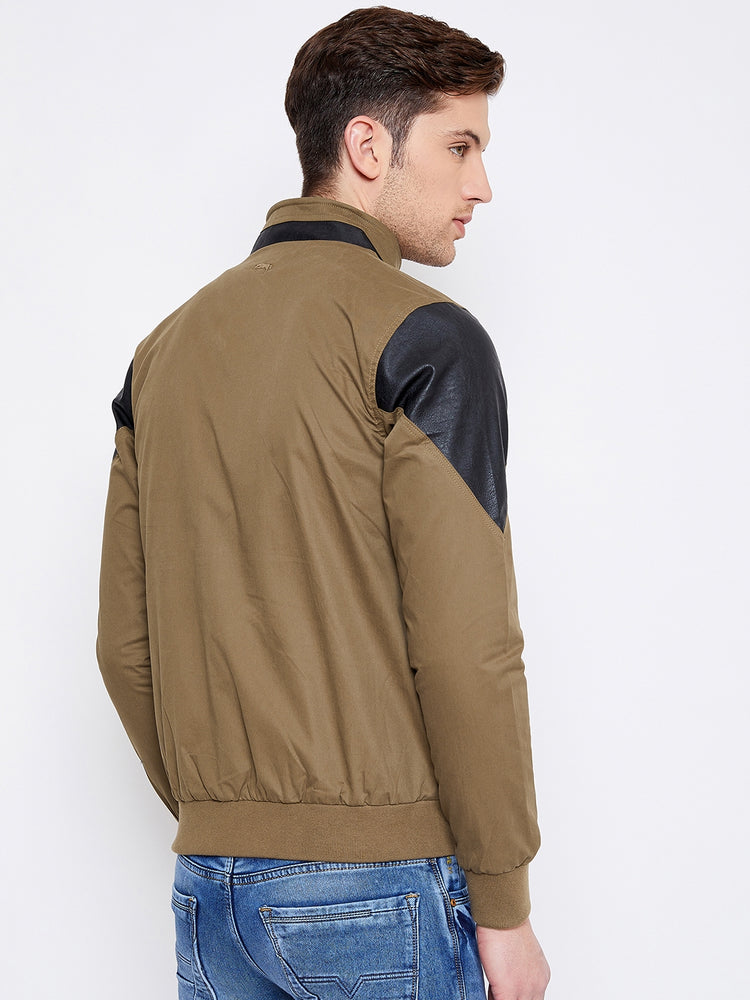 JUMP USA Men Brown Solid Casual Bomber Jacket - JUMP USA