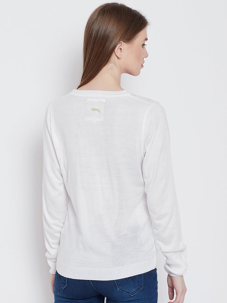 Women White Casual Sweaters - JUMP USA