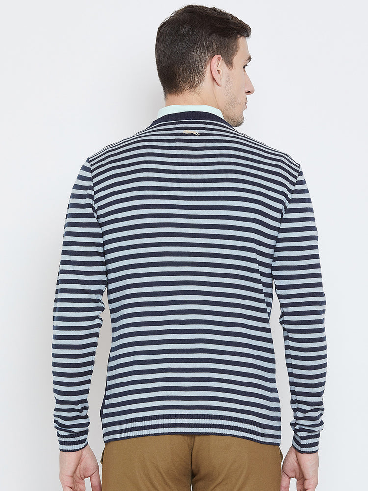 Men Navy Blue Casual Sweaters - JUMP USA