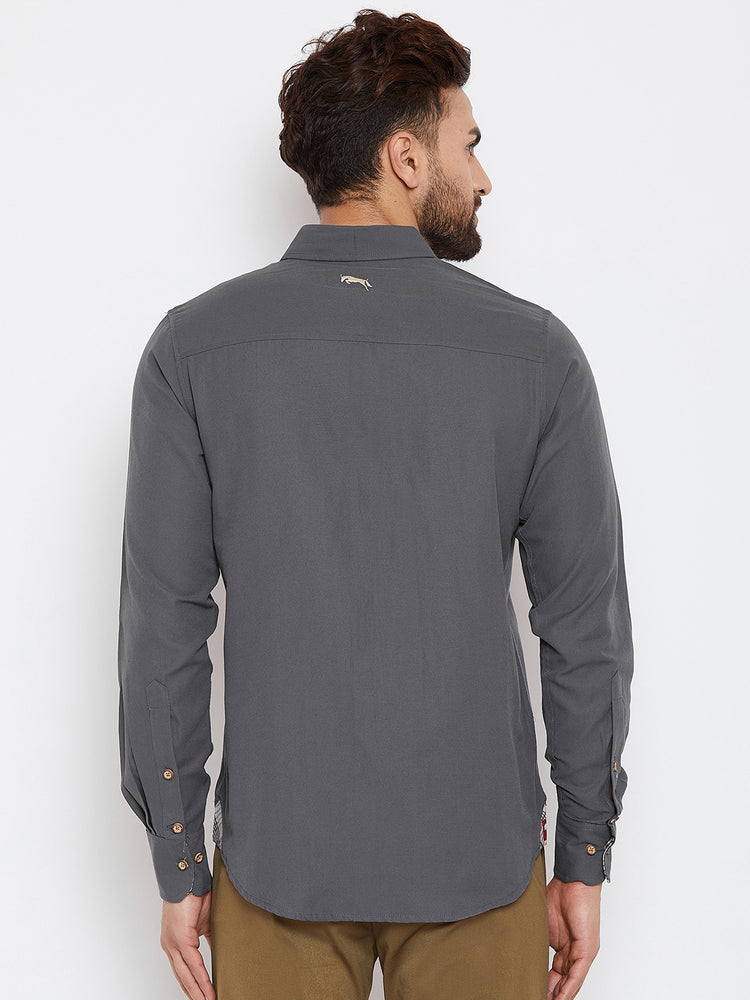 JUMP USA Men Grey Regular Fit Solid Casual Shirt - JUMP USA
