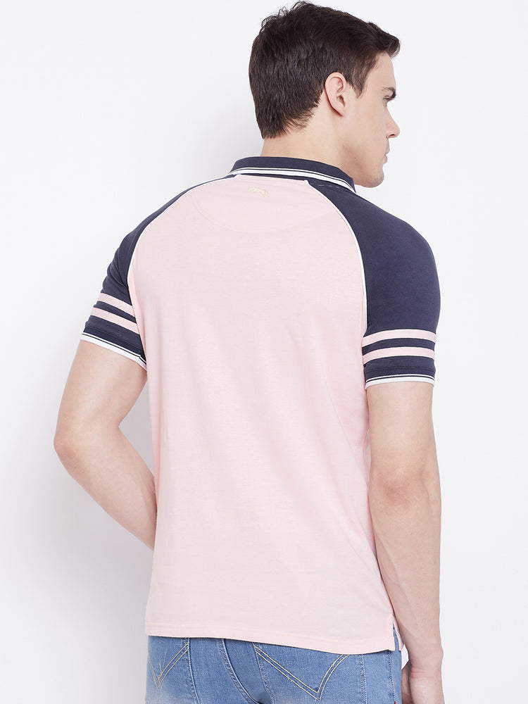 JUMP USA Men Pink Solid Polo T-shirts - JUMP USA
