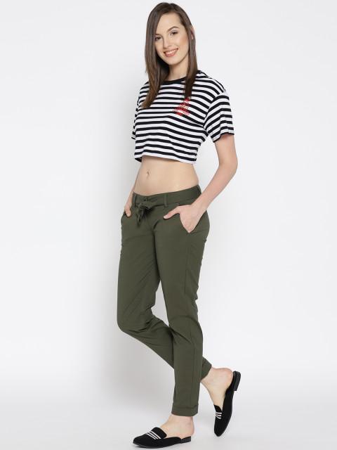 Women Solid Cropped Trousers - JUMP USA