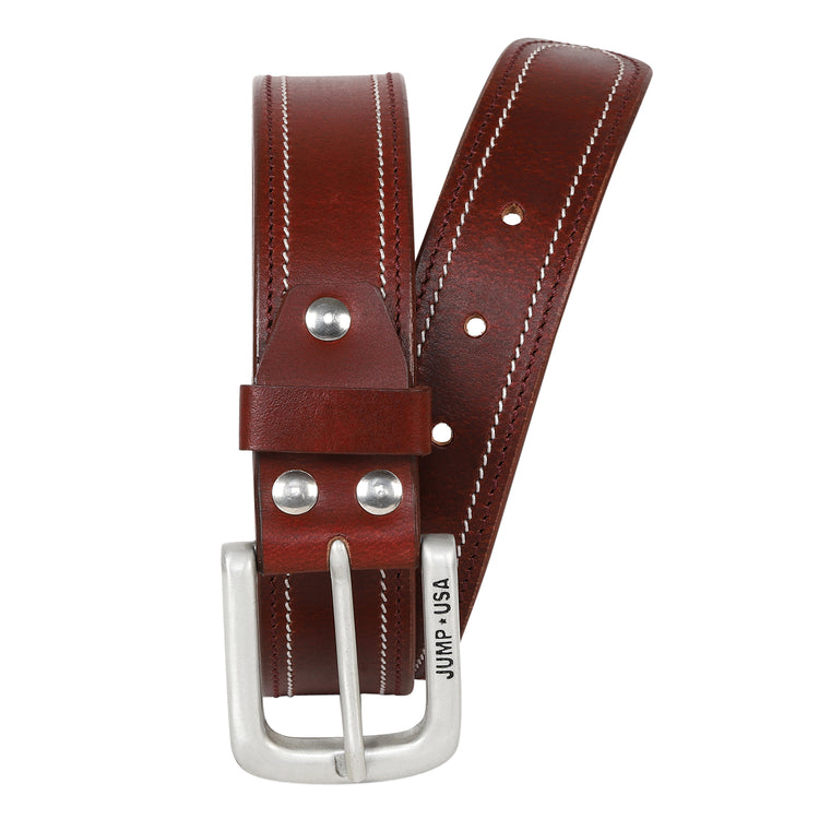 Men Leather Brown Belts With Metal Buckle - JUMP USA