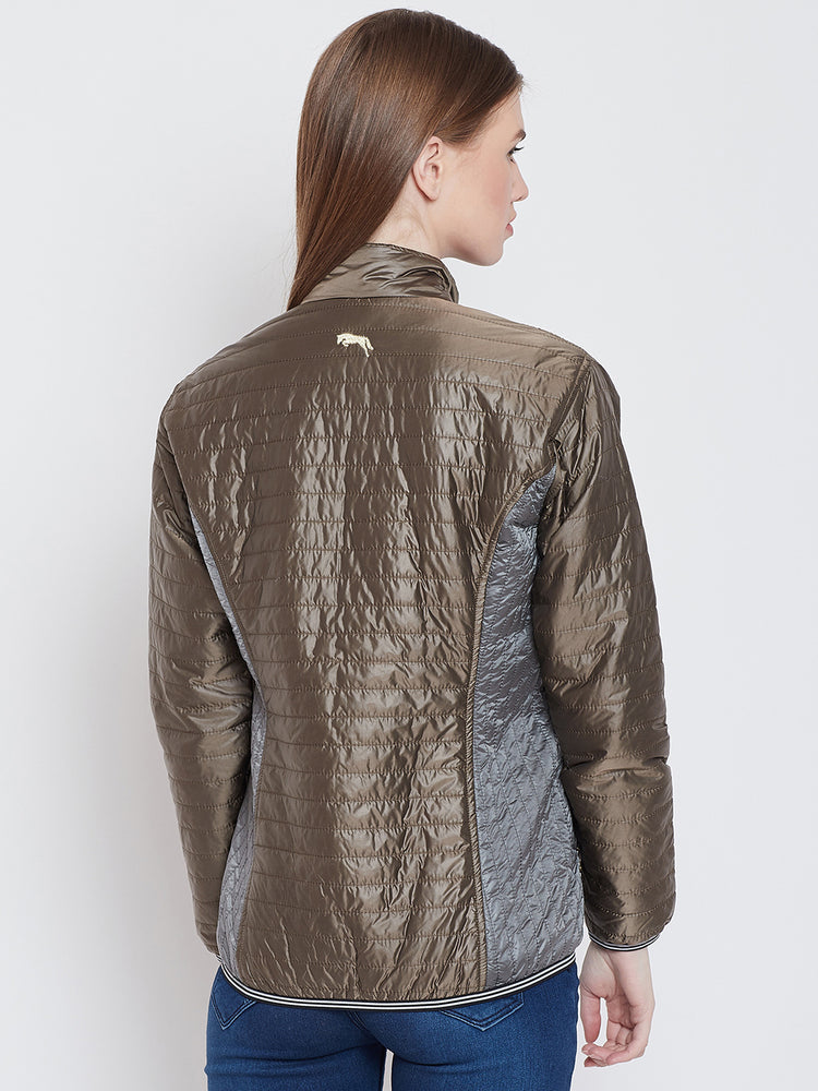 Women Casual Copper Quilted Jacket - JUMP USA