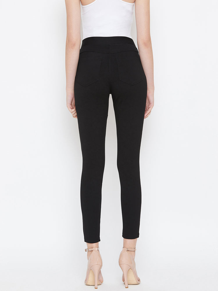 JUMP USA Women Black Solid Casual Skinny fit Trousers - JUMP USA