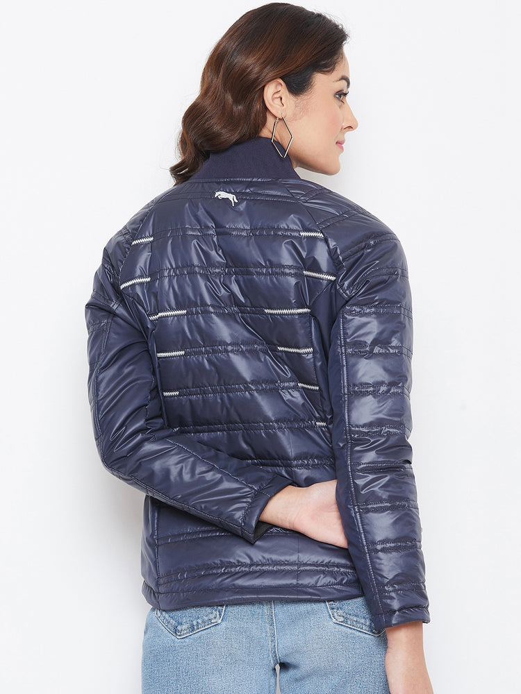 JUMP USA Women Blue Solid Padded Jacket - JUMP USA