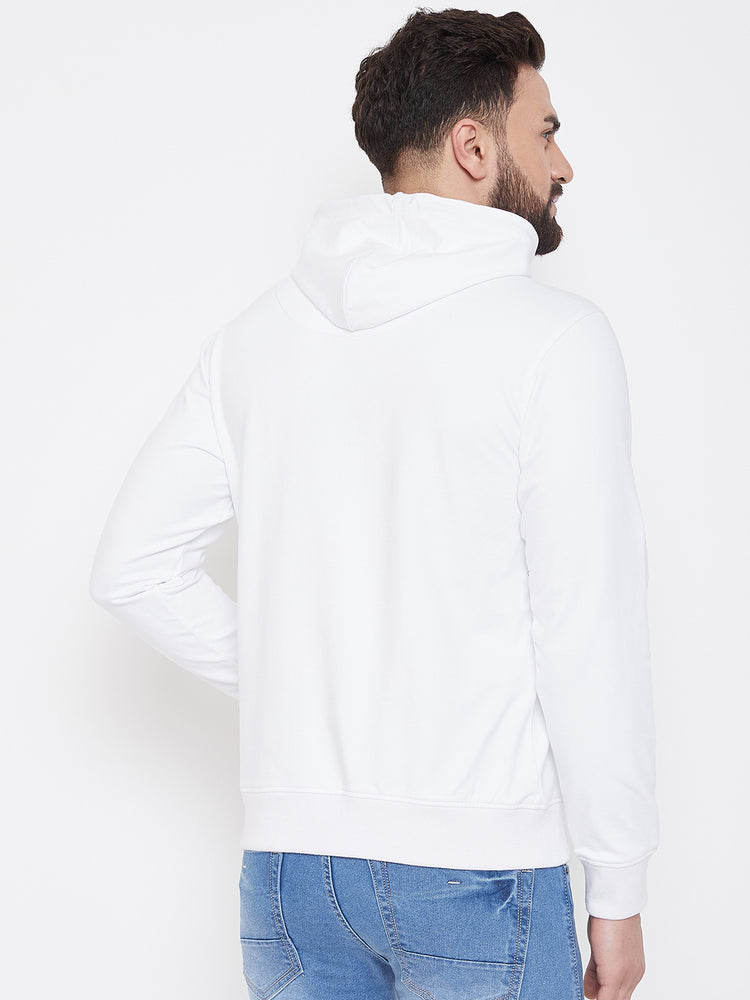 JUMP USA Men White Self Design Hooded Sweatshirt - JUMP USA