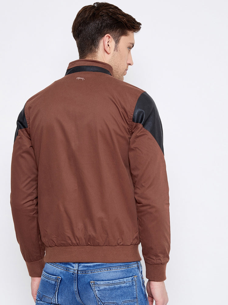 JUMP USA Men Brown Solid Casual Bomber Jacket - JUMP USA