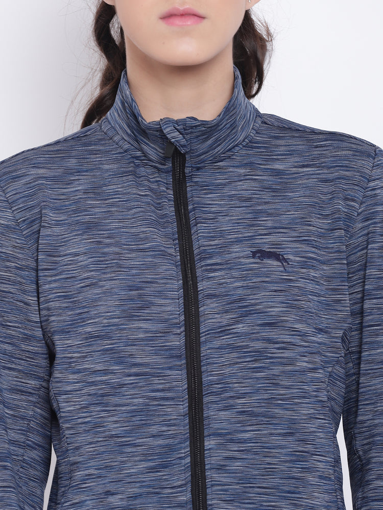Women Navy Blue Sports Sporty Jacket - JUMP USA