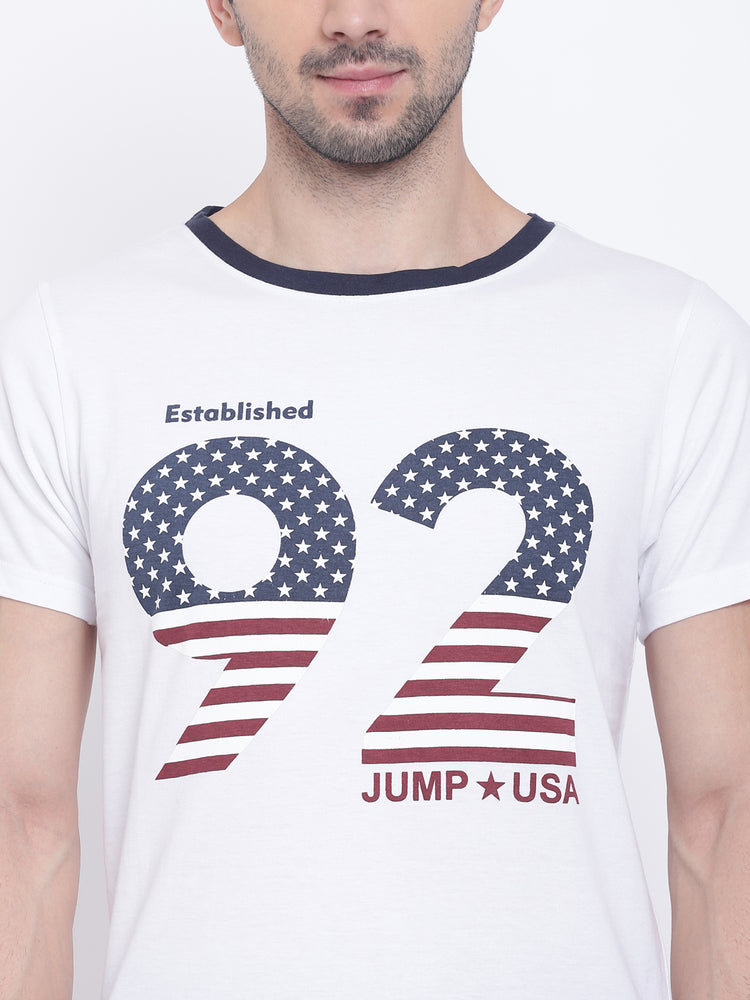 Men Casual Striped White T-shirt - JUMP USA