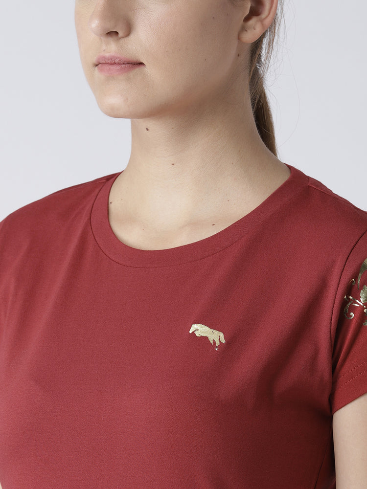 Women Red Casual T-shirt - JUMP USA