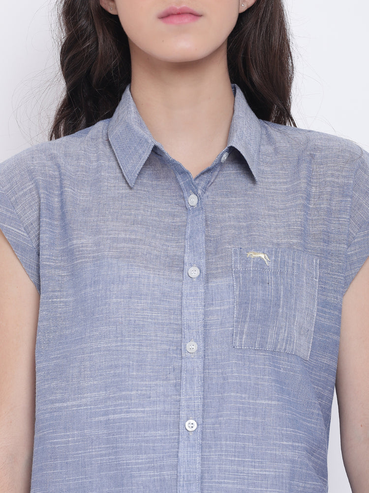 Women Blue Casual Tops - JUMP USA