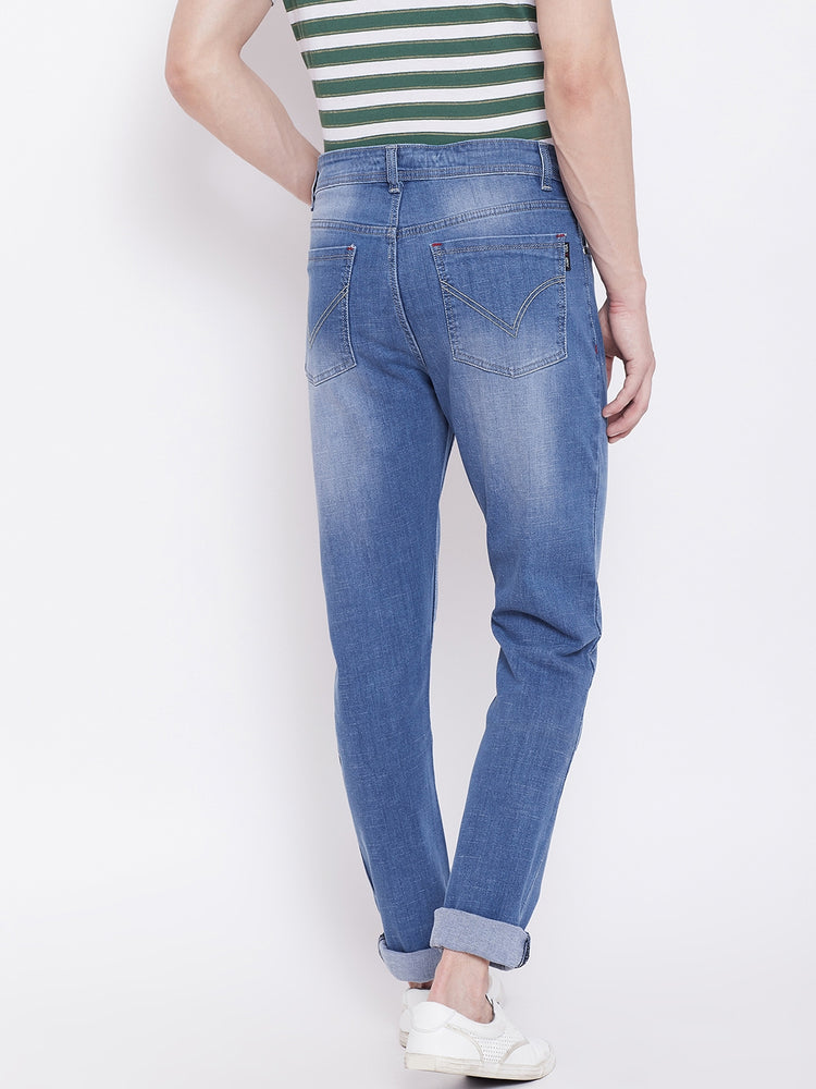 JUMP USA Men Blue Regular Fit Mid-Rise Clean Look Stretchable Jeans - JUMP USA