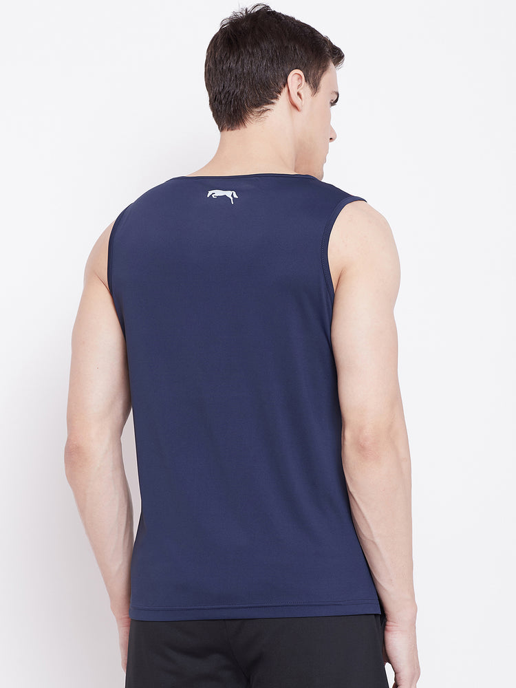 JUMP USA Men Navy Blue Polyster Sports Round Neck T-Shirt - JUMP USA