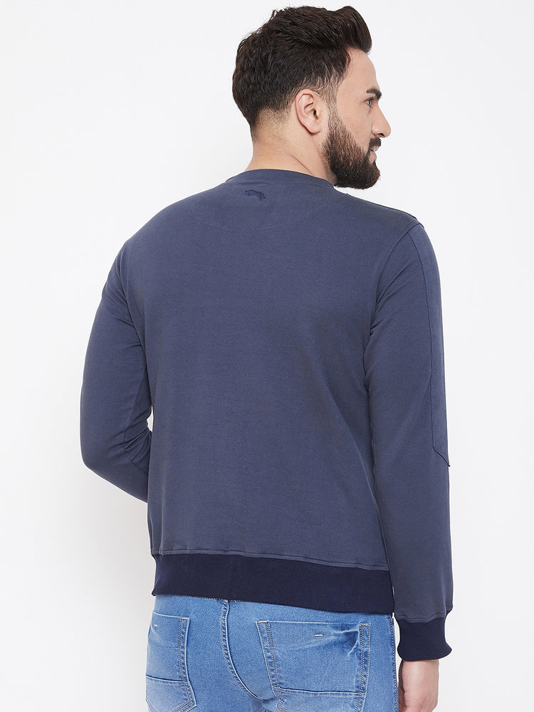 JUMP USA Men Navy Blue Solid Sweatshirt - JUMP USA