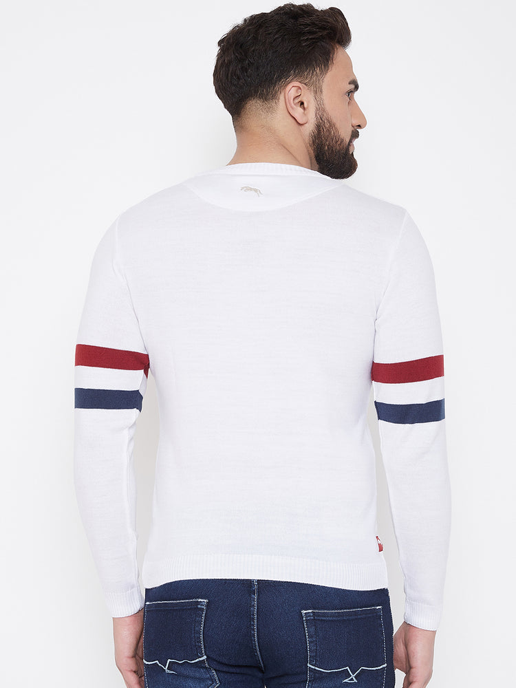 JUMP USA Men White Solid Sweater - JUMP USA
