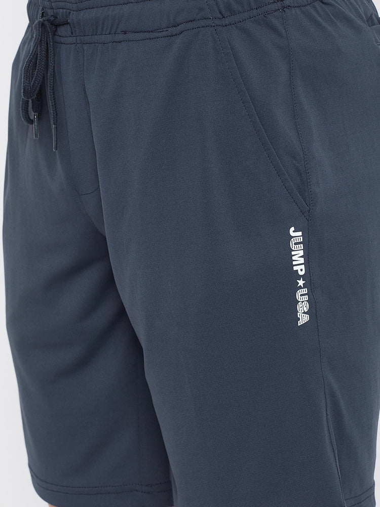 JUMP USA Men Navy Blue Solid Active Wear Shorts - JUMP USA