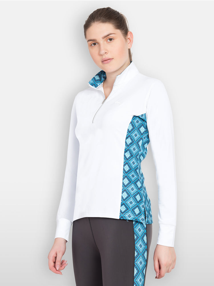 Women Solid Stand Collar Tshirt - JUMP USA
